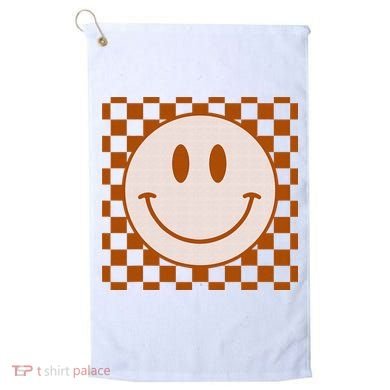 Retro Happy Face Checkered Pattern Smile Face Trendy Golf Towel