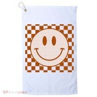 Retro Happy Face Checkered Pattern Smile Face Trendy Golf Towel thumb 0