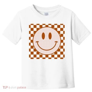 Retro Happy Face Checkered Pattern Smile Face Trendy Toddler T-Shirt
