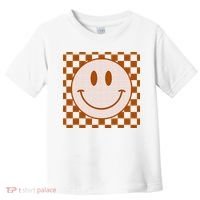 Retro Happy Face Checkered Pattern Smile Face Trendy Toddler T-Shirt thumb 0
