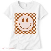Retro Happy Face Checkered Pattern Smile Face Trendy Women's T-Shirt thumb 0