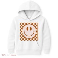 Retro Happy Face Checkered Pattern Smile Face Trendy Kids Hoodie thumb 0