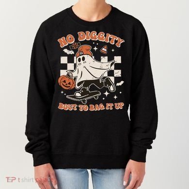 Retro Halloween Ghost No Diggity Bout To Bag It Up Women's Sweatshirt