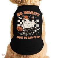 Retro Halloween Ghost No Diggity Bout To Bag It Up Doggie Tank thumb 0