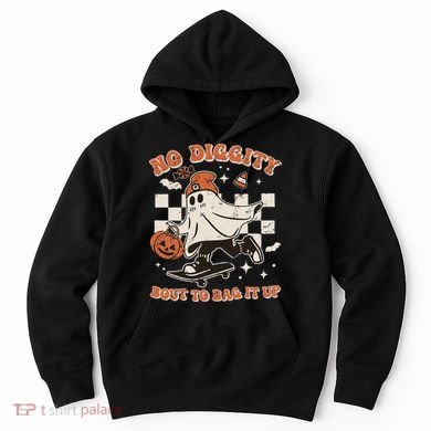 Retro Halloween Ghost No Diggity Bout To Bag It Up Hoodie