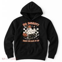 Retro Halloween Ghost No Diggity Bout To Bag It Up Hoodie thumb 0