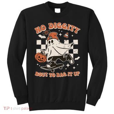Retro Halloween Ghost No Diggity Bout To Bag It Up Sweatshirt