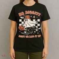 Retro Halloween Ghost No Diggity Bout To Bag It Up T-Shirt thumb 4