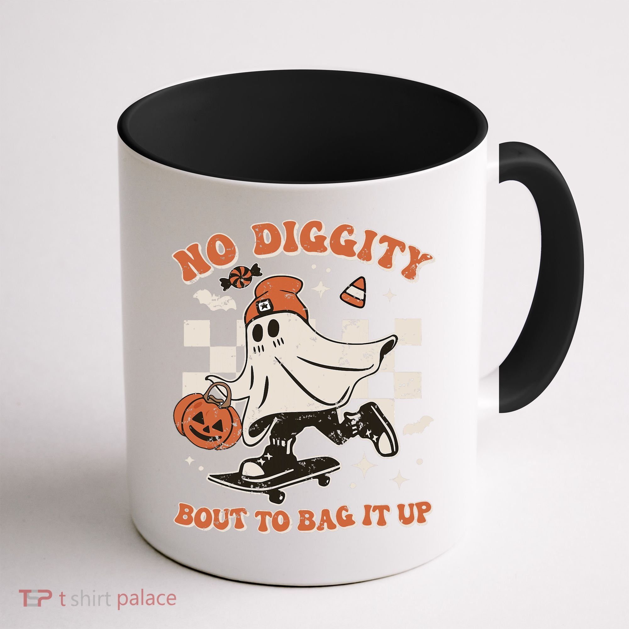 Retro Halloween Ghost No Diggity Bout To Bag It Up Coffee Mug