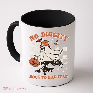 Retro Halloween Ghost No Diggity Bout To Bag It Up Coffee Mug
