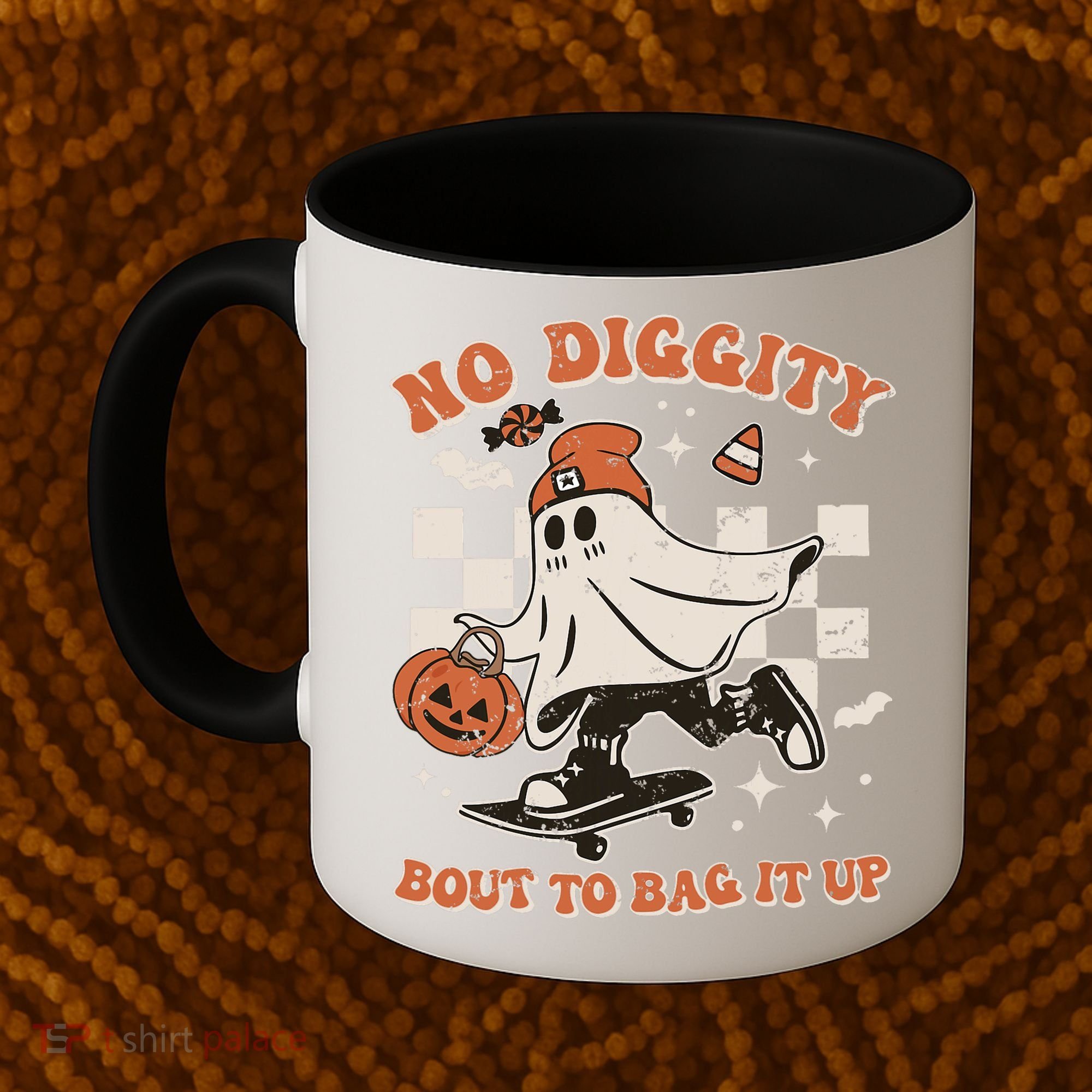 Retro Halloween Ghost No Diggity Bout To Bag It Up Coffee Mug