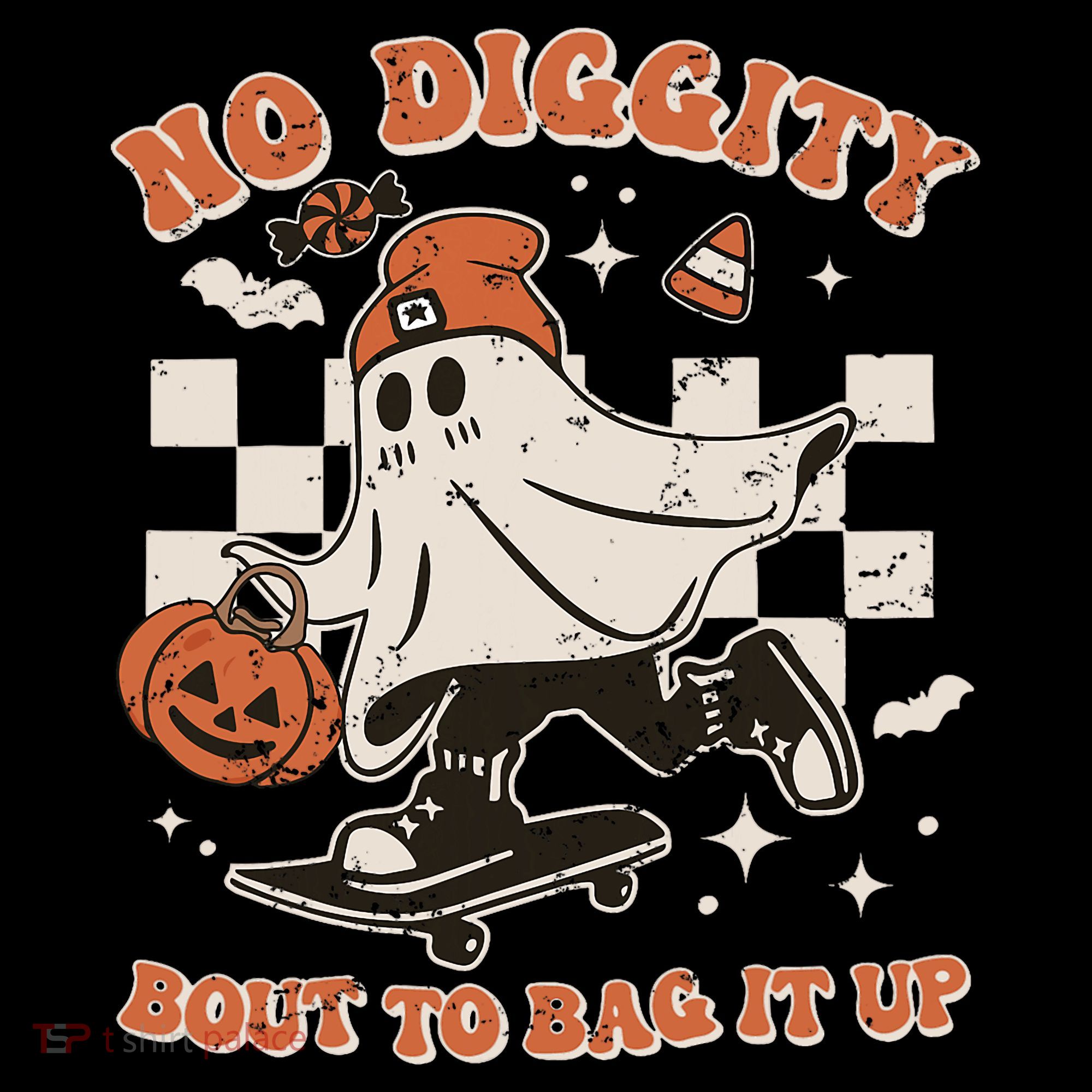 Retro Halloween Ghost No Diggity Bout To Bag It Up Women's Hoodie