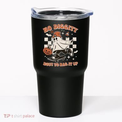 Retro Halloween Ghost No Diggity Bout To Bag It Up Tumbler