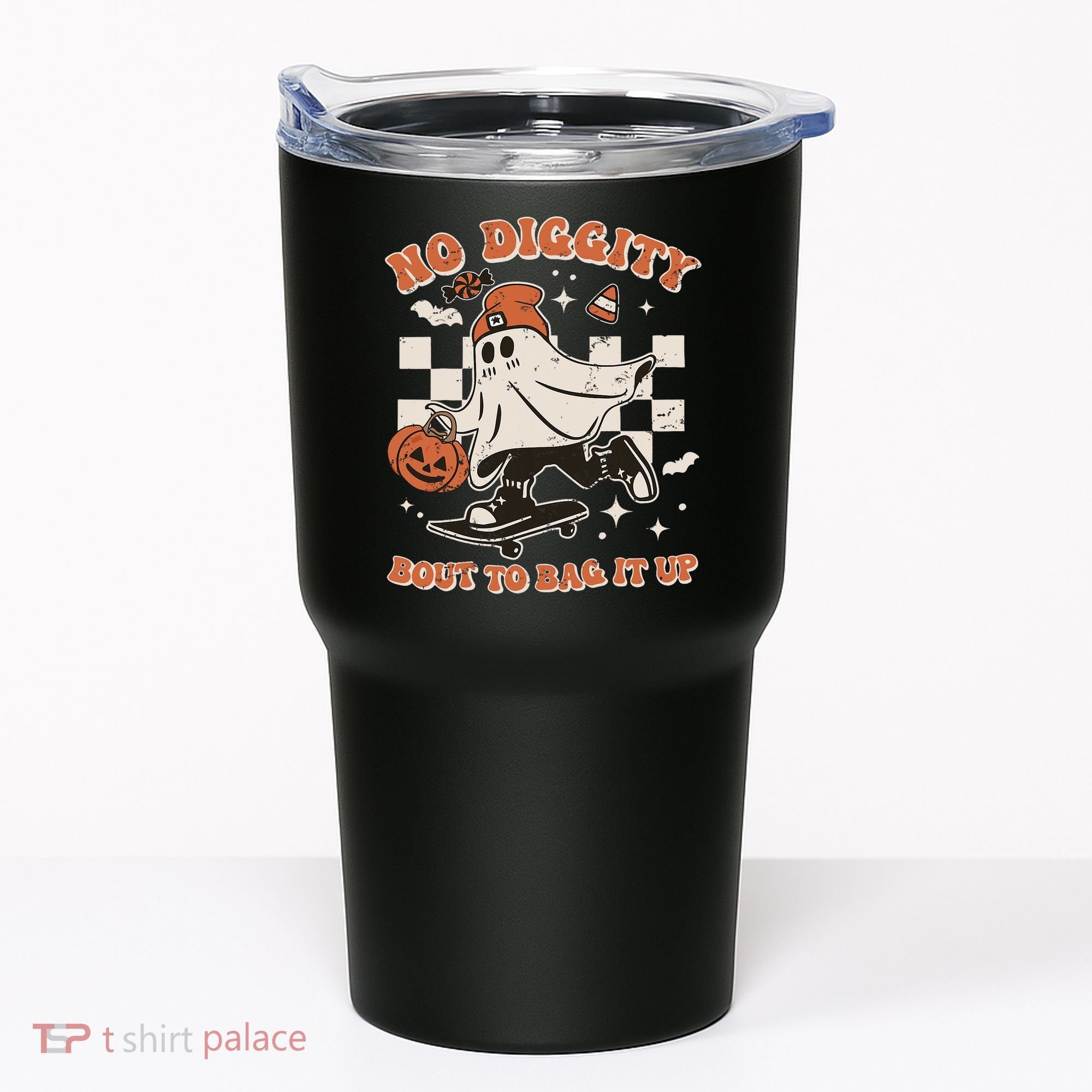 Retro Halloween Ghost No Diggity Bout To Bag It Up Tumbler