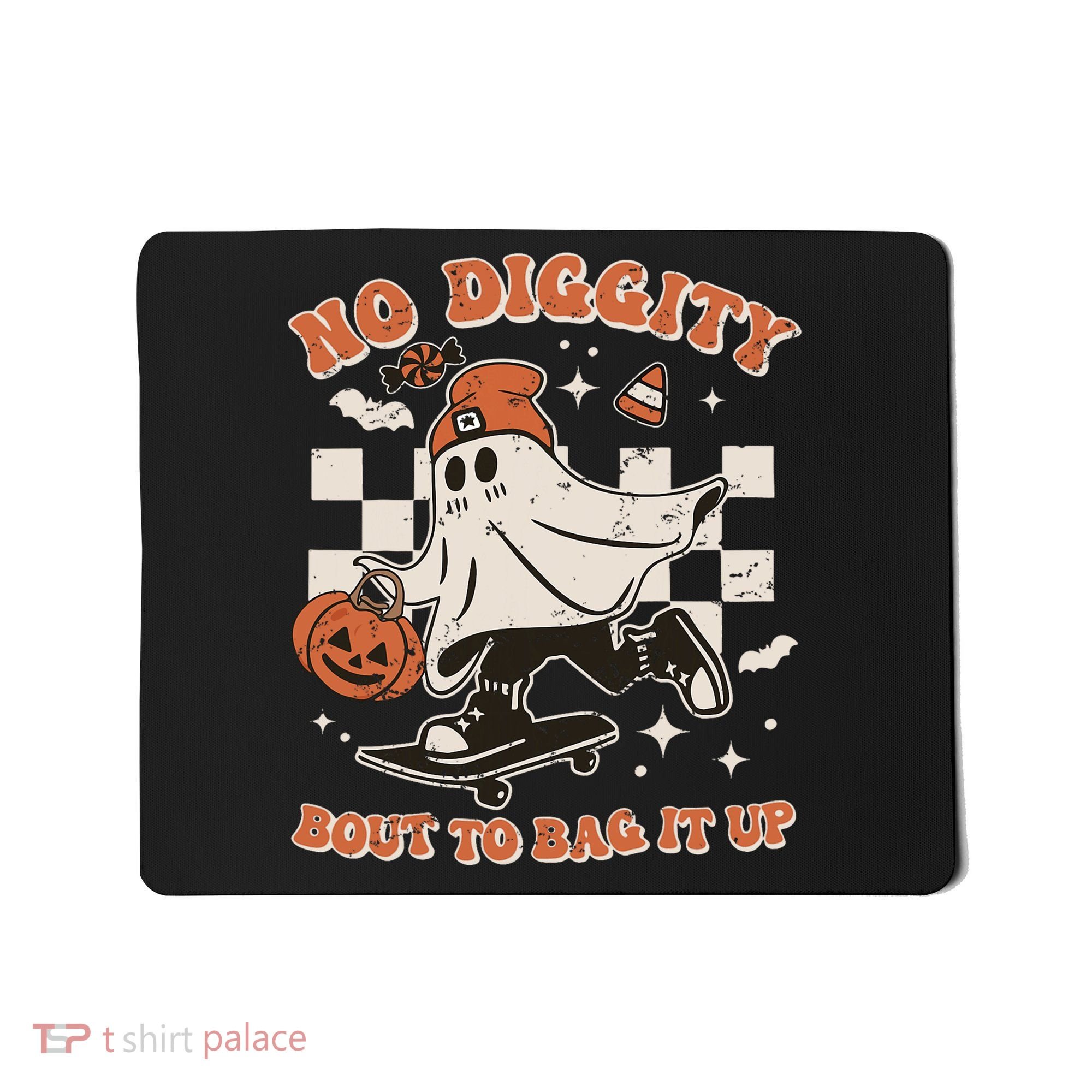 Retro Halloween Ghost No Diggity Bout To Bag It Up Mousepad