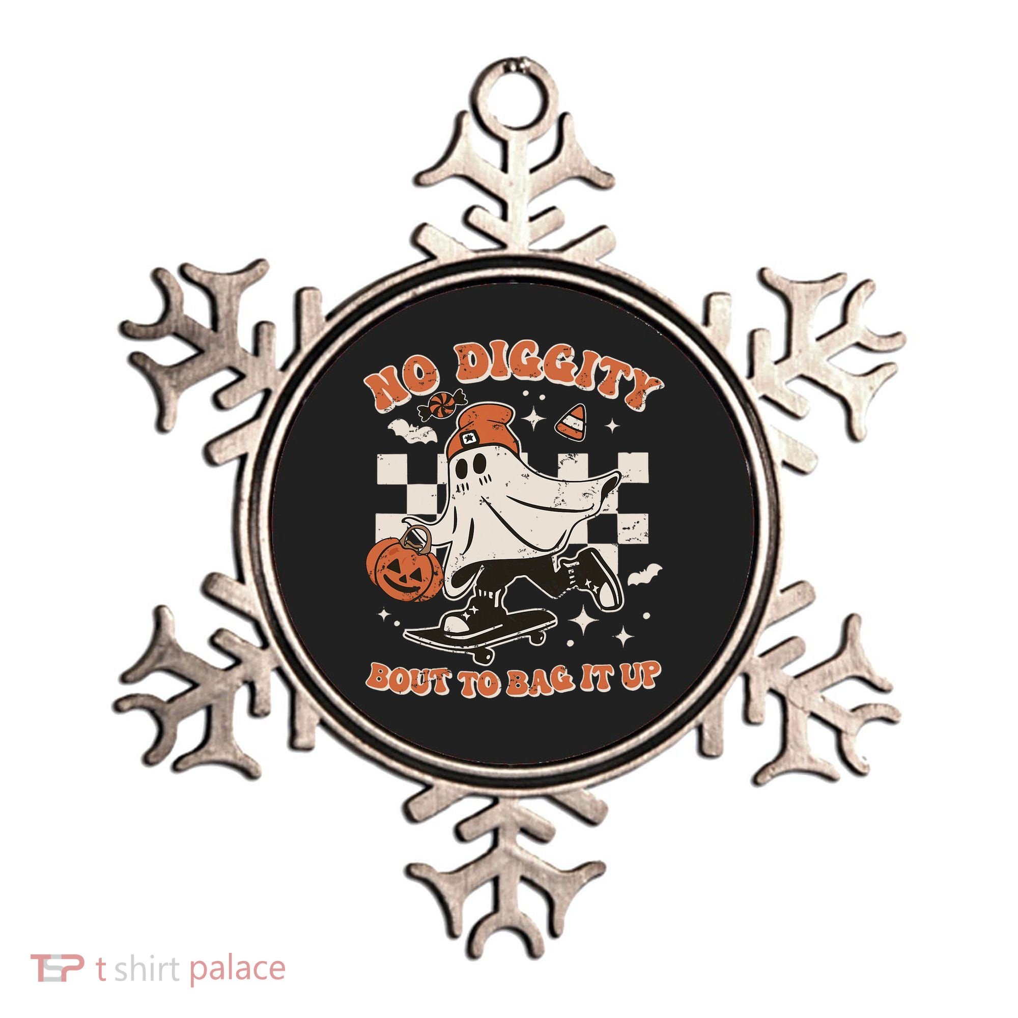 Retro Halloween Ghost No Diggity Bout To Bag It Up Ornament