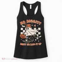 Retro Halloween Ghost No Diggity Bout To Bag It Up Women's Tank Top thumb 0