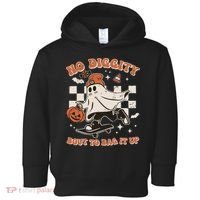 Retro Halloween Ghost No Diggity Bout To Bag It Up Toddler Hoodie thumb 0