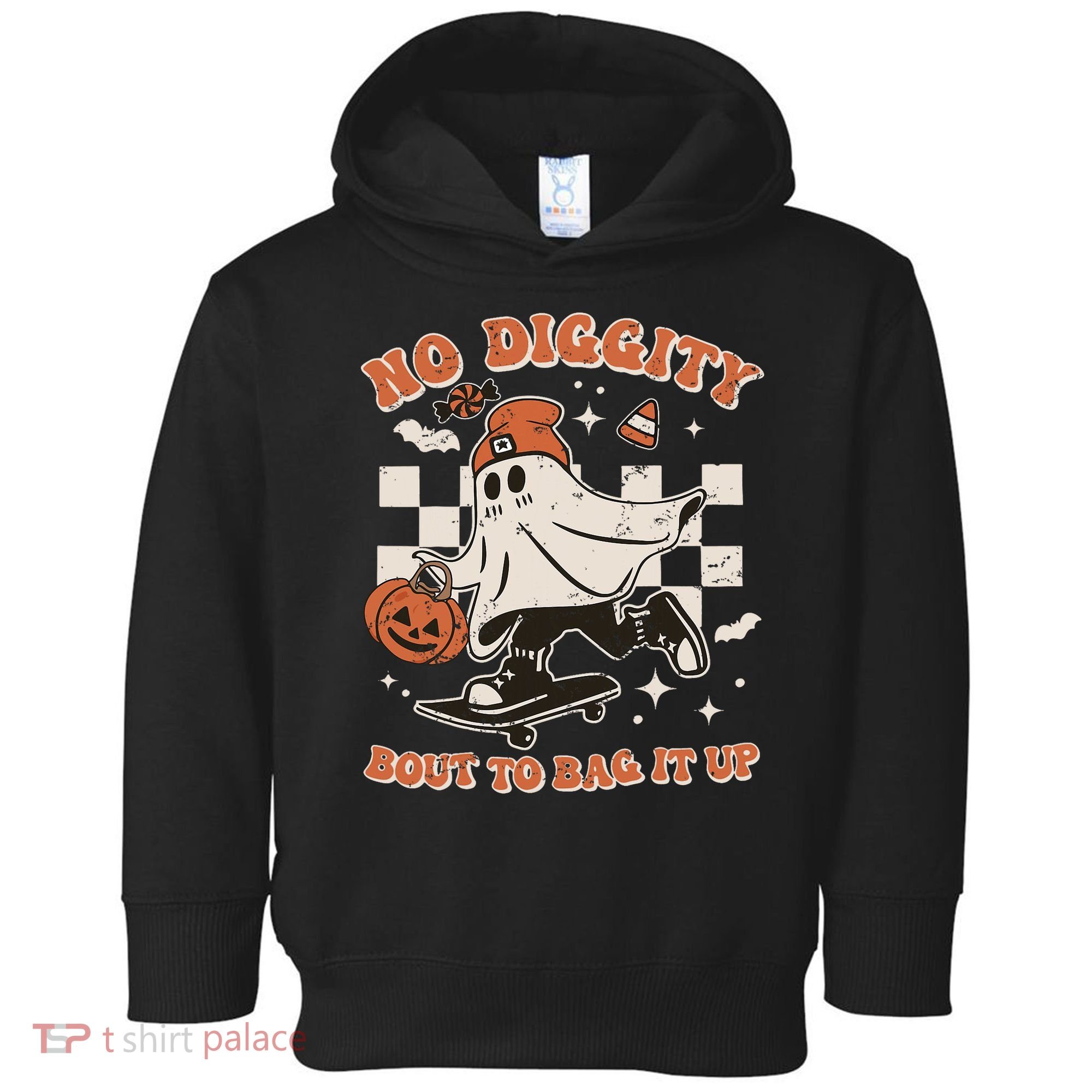 Retro Halloween Ghost No Diggity Bout To Bag It Up Toddler Hoodie