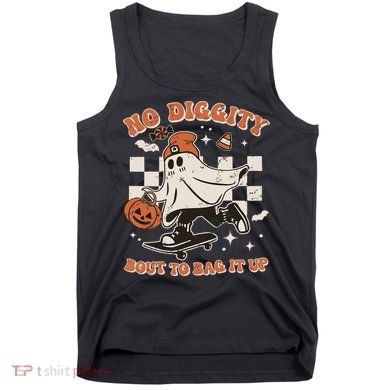 Retro Halloween Ghost No Diggity Bout To Bag It Up Tank Top