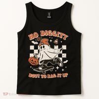Retro Halloween Ghost No Diggity Bout To Bag It Up Tank Top thumb 2