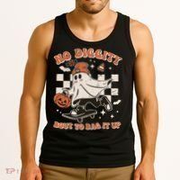 Retro Halloween Ghost No Diggity Bout To Bag It Up Tank Top thumb 3
