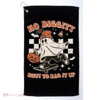 Retro Halloween Ghost No Diggity Bout To Bag It Up Golf Towel thumb 0