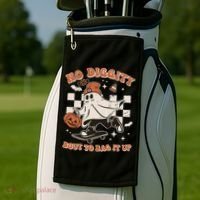 Retro Halloween Ghost No Diggity Bout To Bag It Up Golf Towel thumb 2