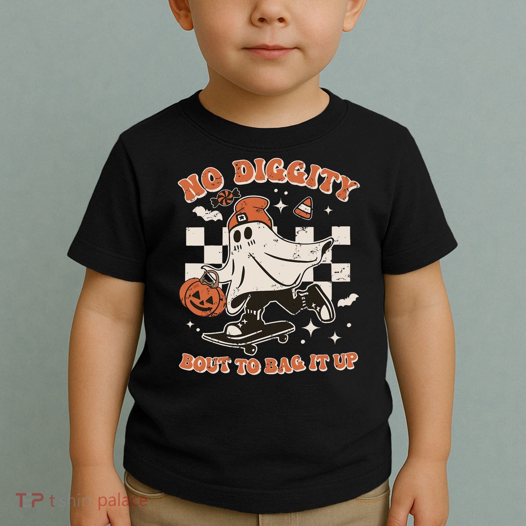 Retro Halloween Ghost No Diggity Bout To Bag It Up Toddler T-Shirt