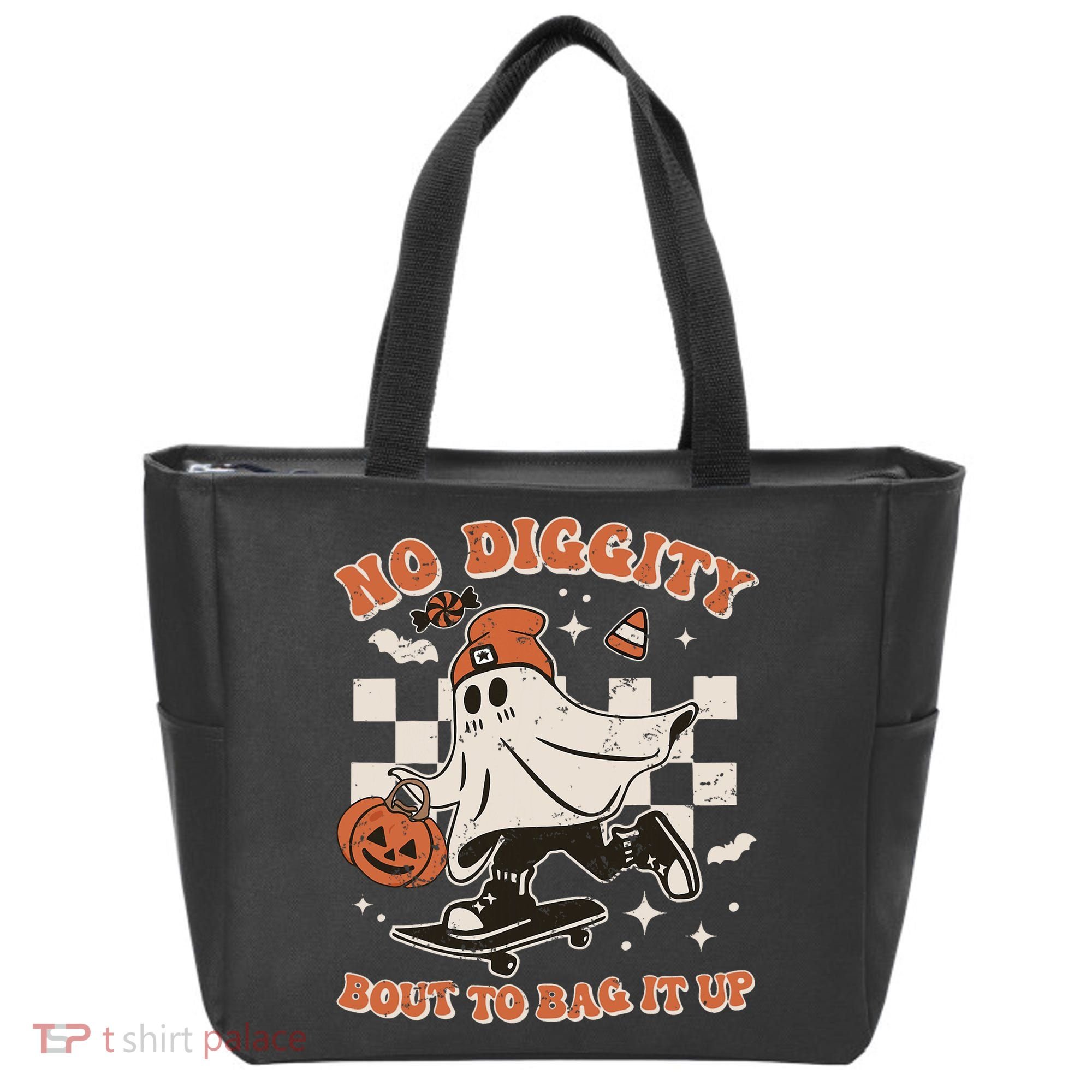 Retro Halloween Ghost No Diggity Bout To Bag It Up Tote Bag
