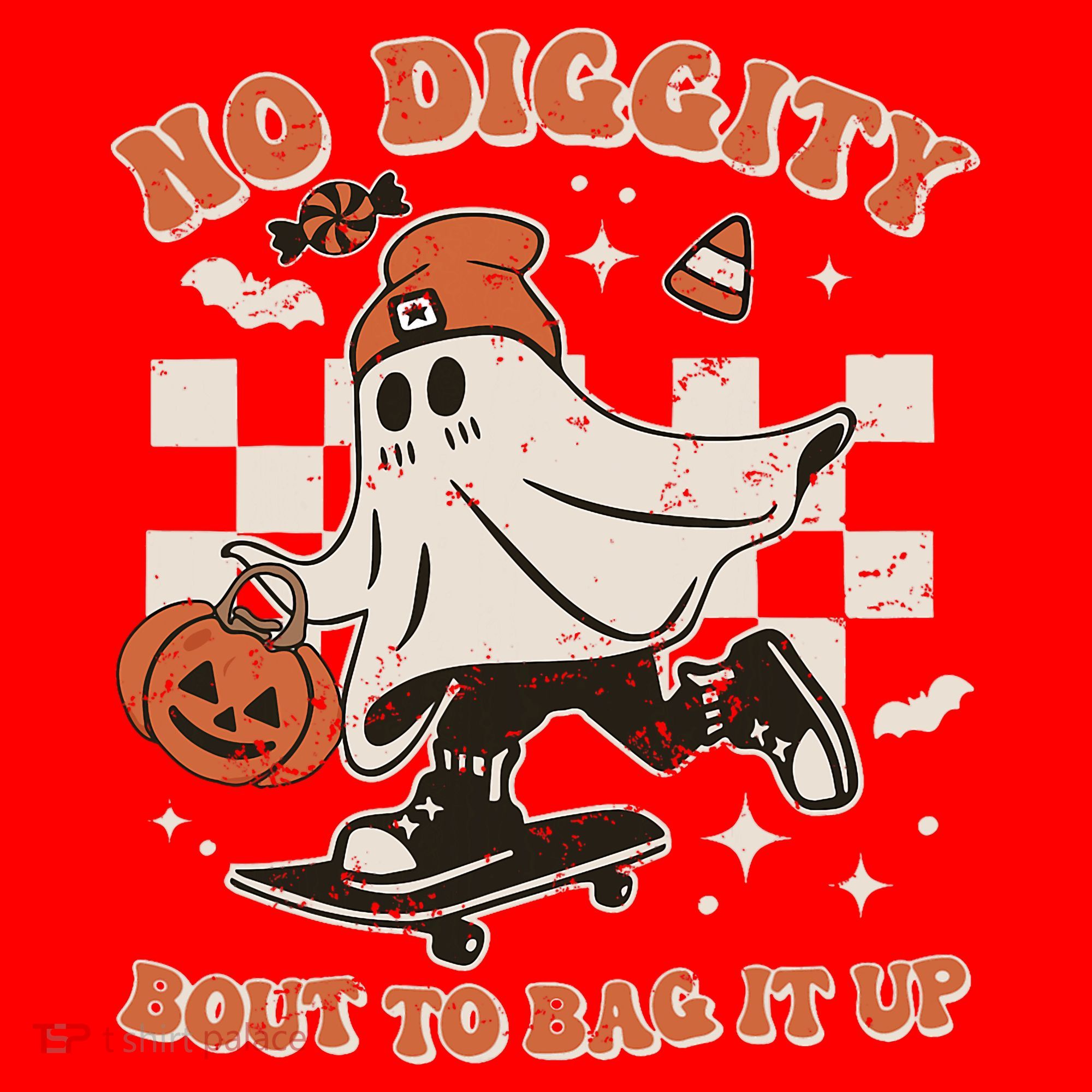 Retro Halloween Ghost No Diggity Bout To Bag It Up Santa Hat