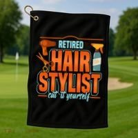 Retired Hairstylist Gift Golf Towel thumb 1