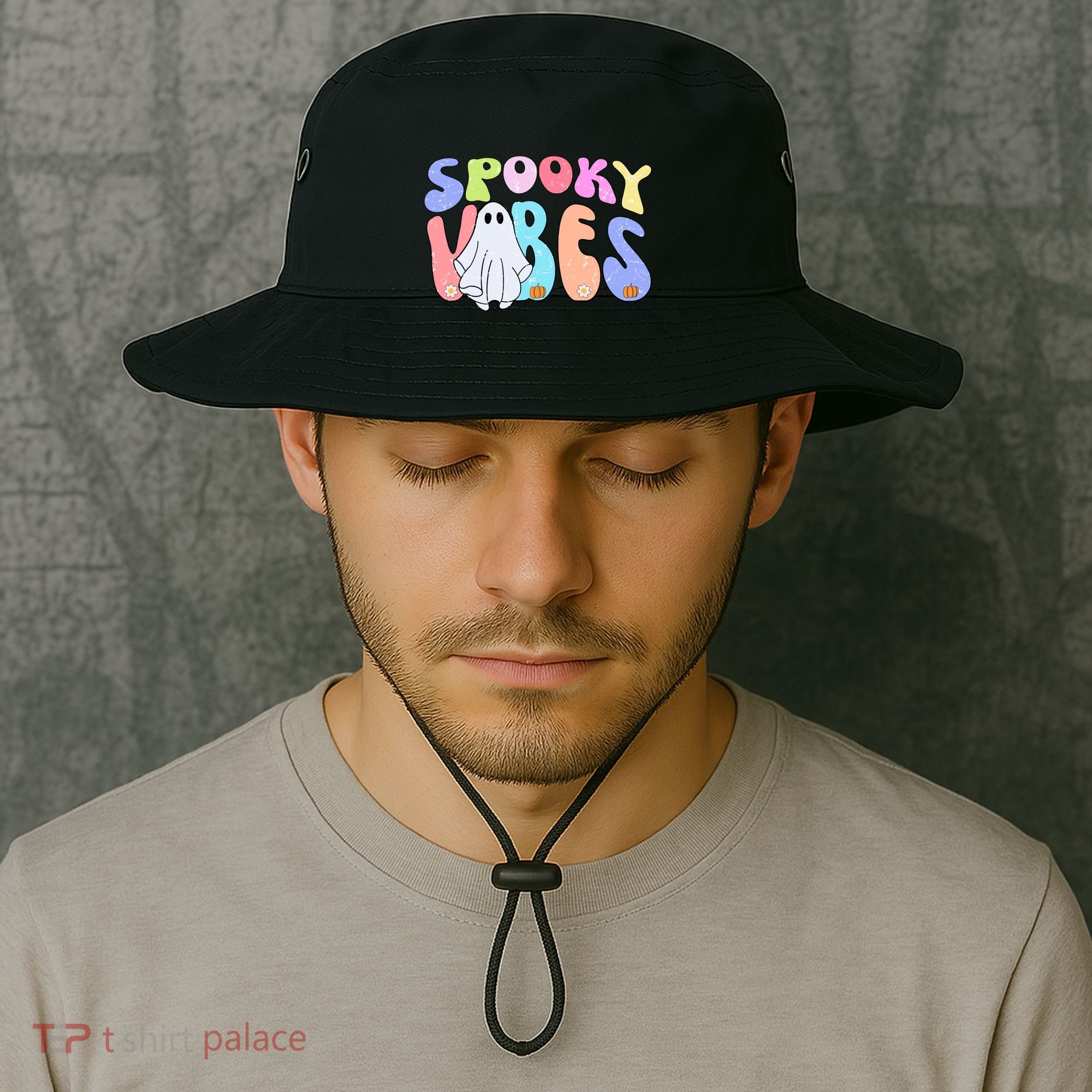 Retro Halloween Groovy Ghost Spooky Vibes Cute Gift Bucket Hat