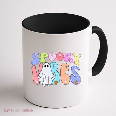 Retro Halloween Groovy Ghost Spooky Vibes Cute Gift Coffee Mug back