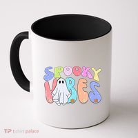 Retro Halloween Groovy Ghost Spooky Vibes Cute Gift Coffee Mug thumb 0