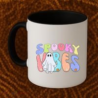 Retro Halloween Groovy Ghost Spooky Vibes Cute Gift Coffee Mug thumb 2