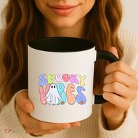 Retro Halloween Groovy Ghost Spooky Vibes Cute Gift Coffee Mug thumb 3