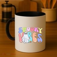 Retro Halloween Groovy Ghost Spooky Vibes Cute Gift Coffee Mug thumb 4