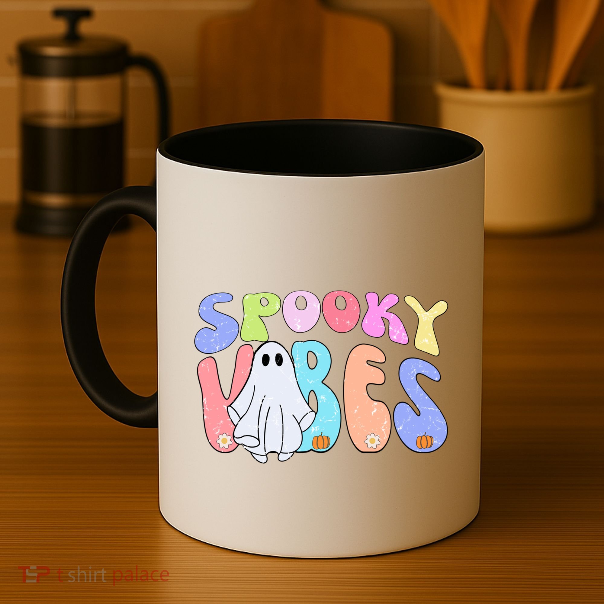 Retro Halloween Groovy Ghost Spooky Vibes Cute Gift Coffee Mug