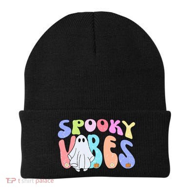 Retro Halloween Groovy Ghost Spooky Vibes Cute Gift Beanie