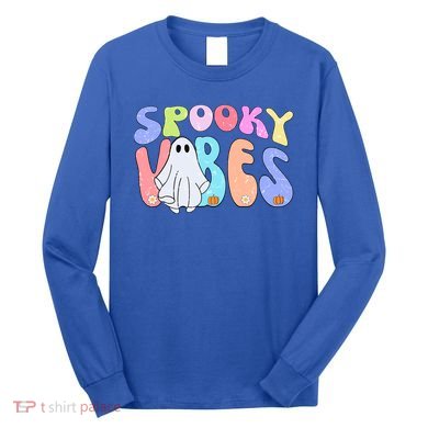 Retro Halloween Groovy Ghost Spooky Vibes Cute Gift Long Sleeve Shirt