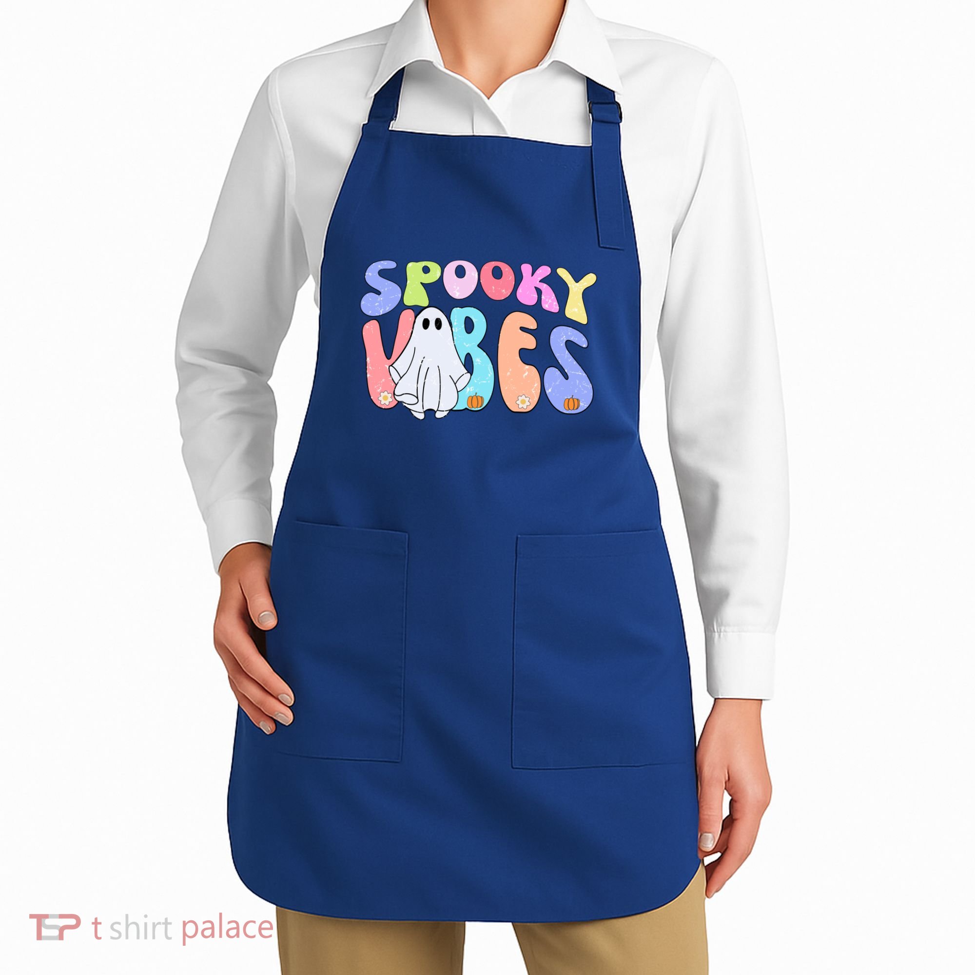 Retro Halloween Groovy Ghost Spooky Vibes Cute Gift Apron