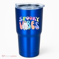 Retro Halloween Groovy Ghost Spooky Vibes Cute Gift Tumbler thumb 0