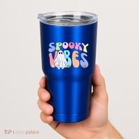 Retro Halloween Groovy Ghost Spooky Vibes Cute Gift Tumbler thumb 2