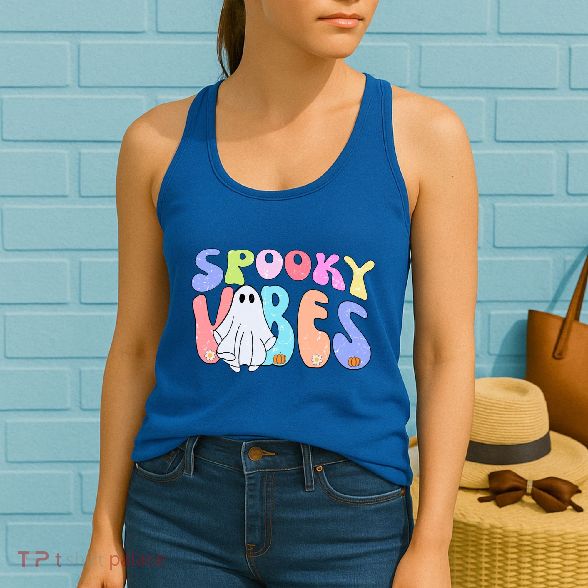 Retro Halloween Groovy Ghost Spooky Vibes Cute Gift Women's Tank Top