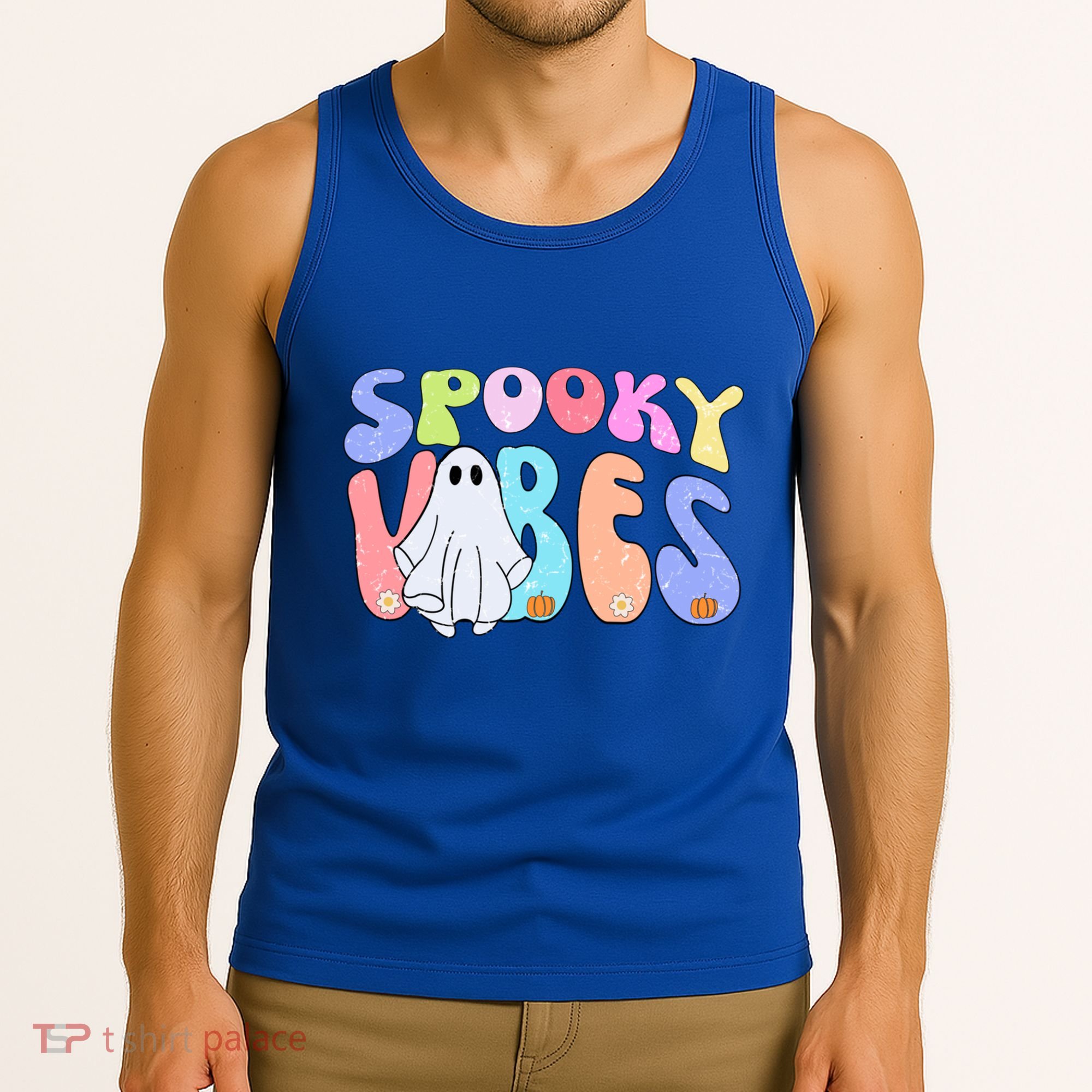Retro Halloween Groovy Ghost Spooky Vibes Cute Gift Tank Top