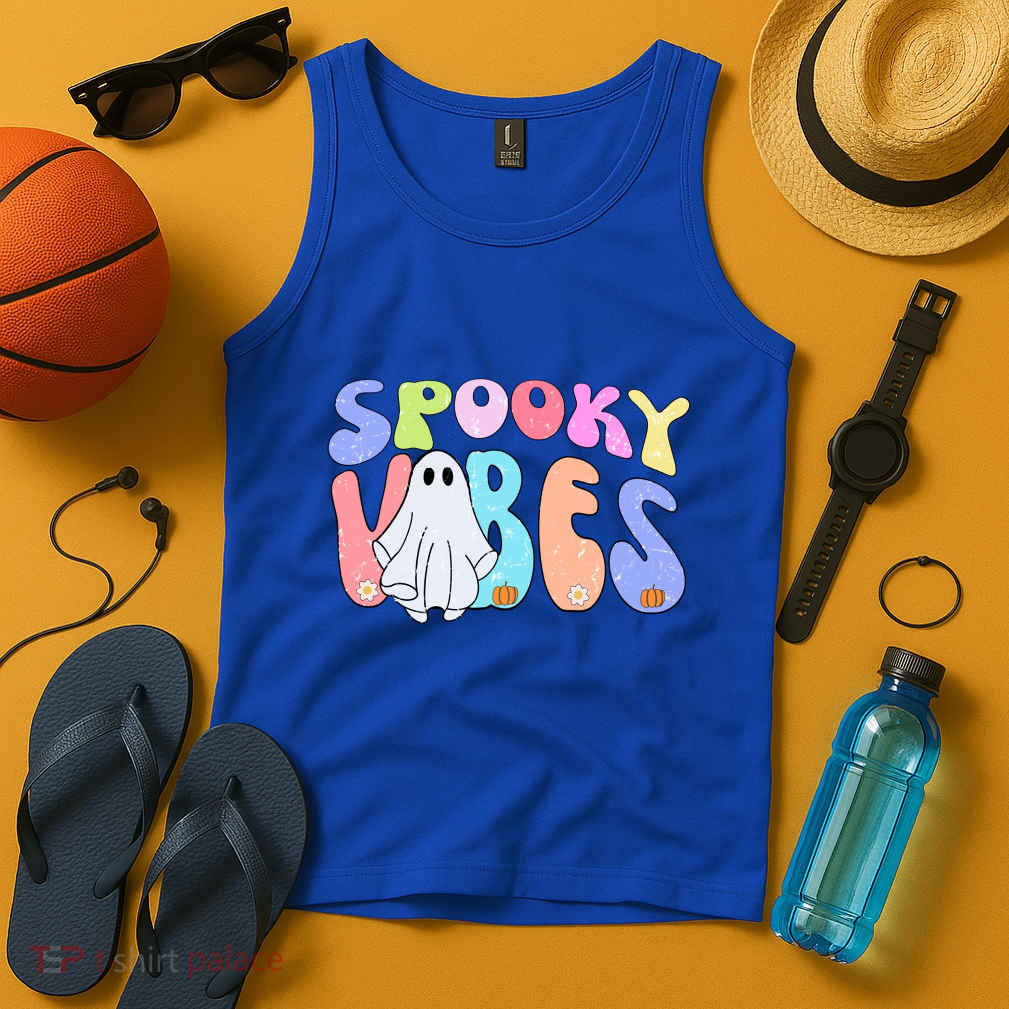 Retro Halloween Groovy Ghost Spooky Vibes Cute Gift Tank Top
