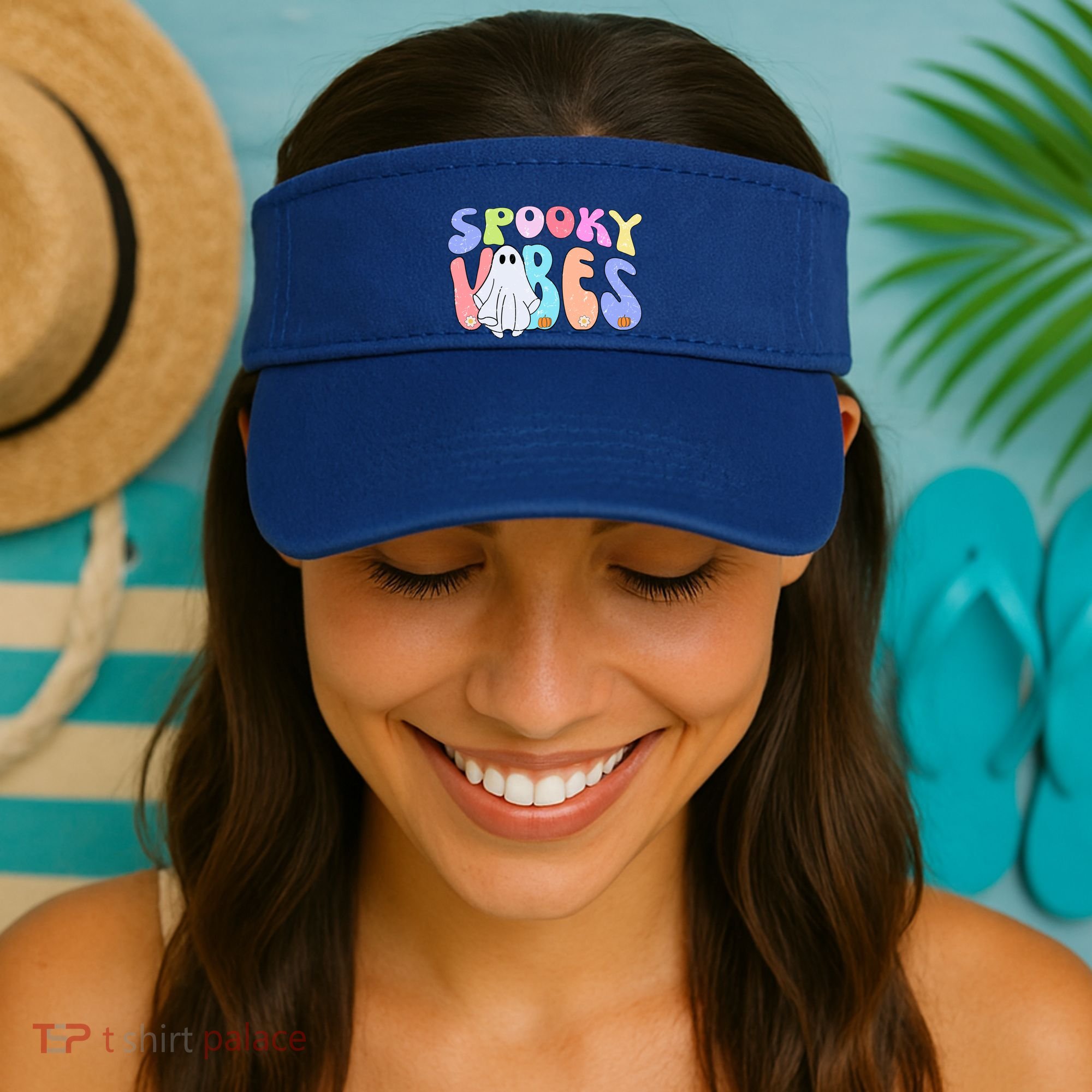 Retro Halloween Groovy Ghost Spooky Vibes Cute Gift Visor