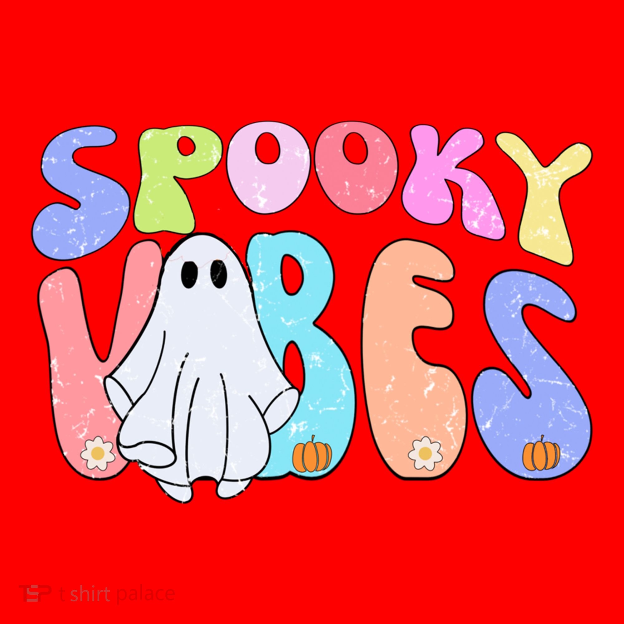 Retro Halloween Groovy Ghost Spooky Vibes Cute Gift Santa Hat