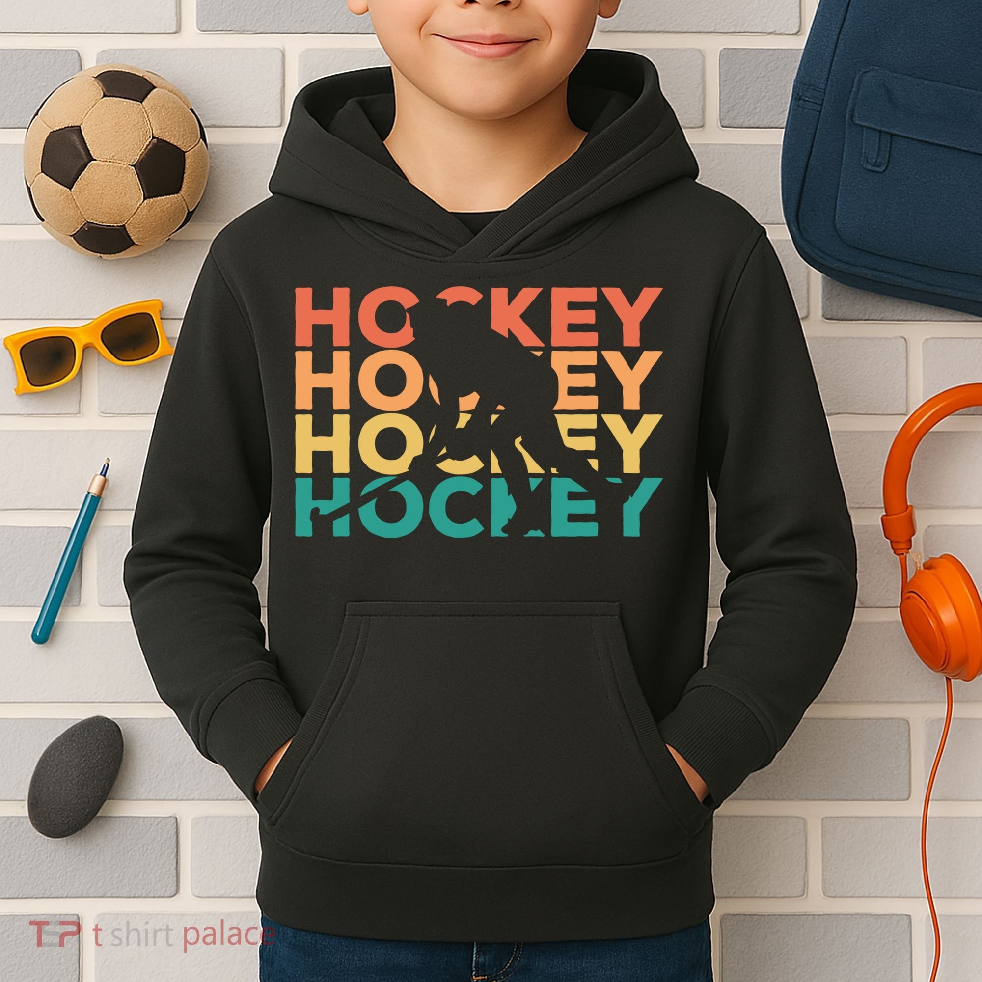 Retro Hockey Gift For Hockey Players Cute Gift Kids Hoodie